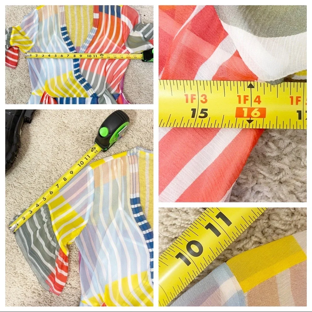 Tanya Taylor Taylor Striped Colorblock Wrap Top